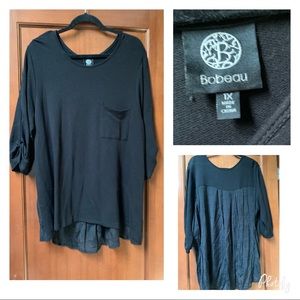 BoBeau black flowery blouse 1X